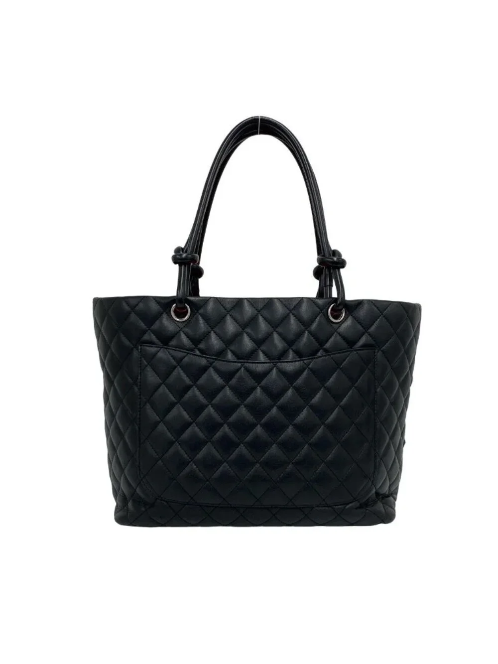 Chanel With Card Cambon Line CC Logo Leather Tote Black